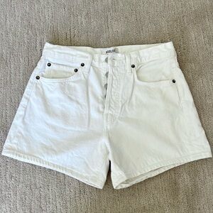 AGOLDE Women's Parker Long White Denim Shorts